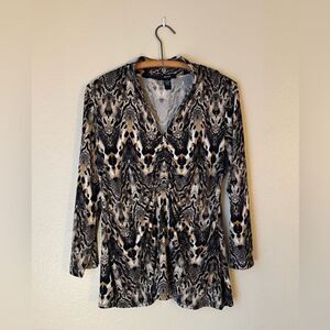 Alfani Rouched Animal Print Top - Large